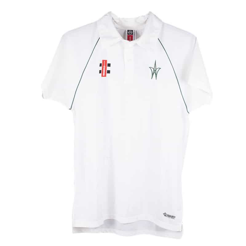 RGS Surrey Hills Cricket Shirt with Green Trim.